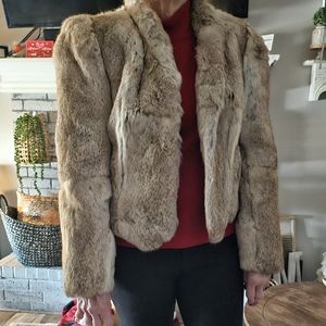 Split End Ltd Vintage Genuine Rabbit Fur Coat Jacket Hong Kong Size M Cream Tan